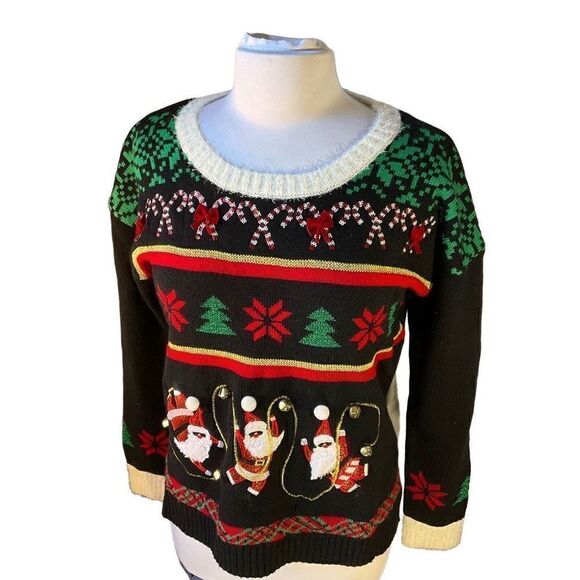 Pretty Ugly Christmas Sweater with Jingle Bells! Medium EUC - Picture 1 of 13